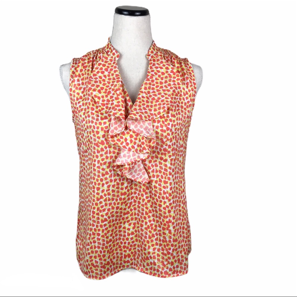 Ann Taylor sleeveless ruched front blouse